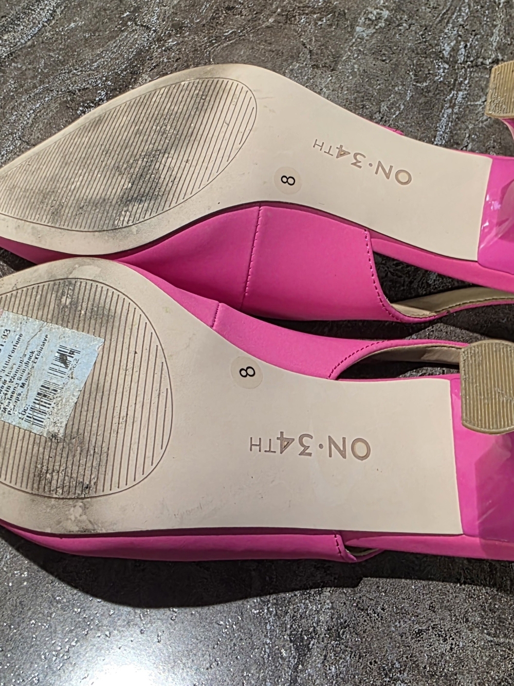 On 34th Hot Pink Pointed Slingback Flats - Picture 2 of 4